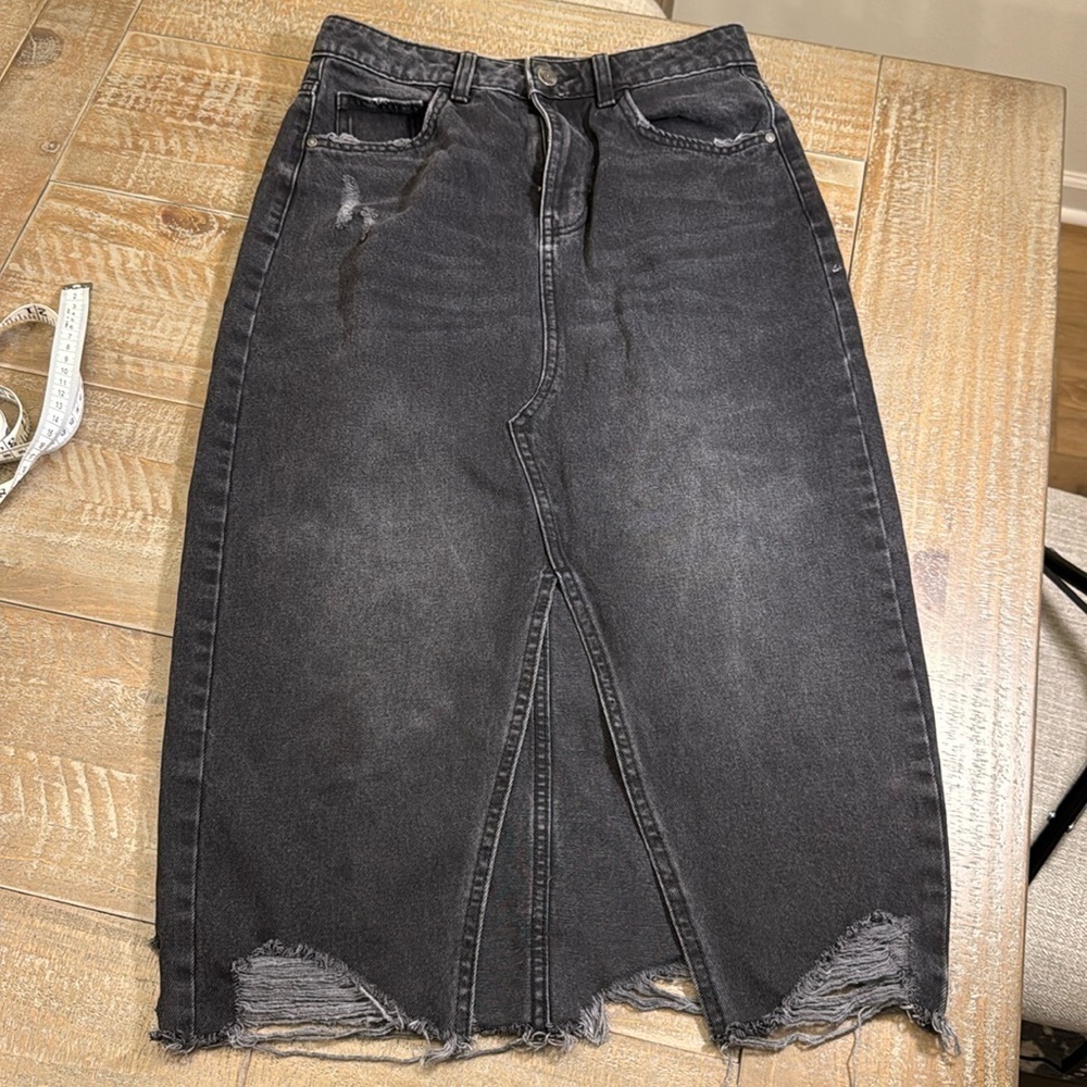 ZARA denim maxi skirt gray/black size S